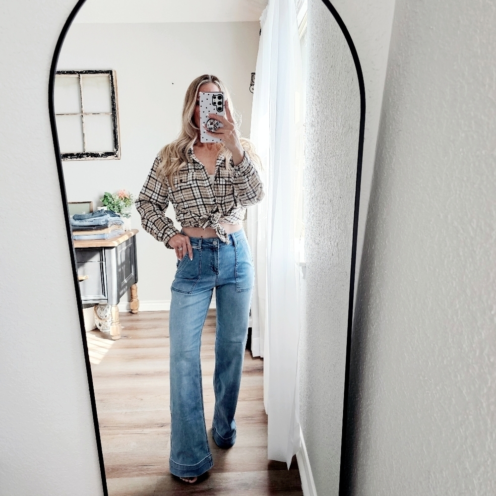 RISEN Women's Straight Leg Utility Jeans Patch Pocket Cargo Gorpcore Various NEW - Picture 11 of 12